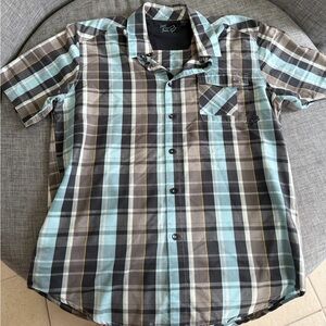 Fox Men's Blue and Black Plaid Button Down Shirt